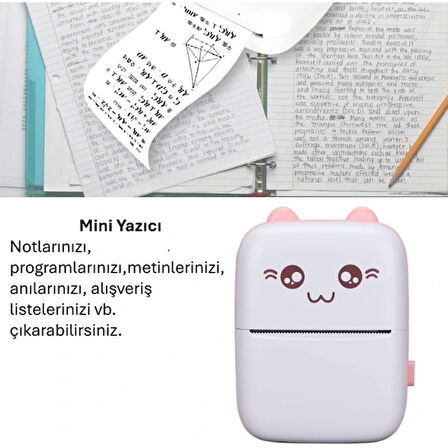 Leyloş Sevimli Mini Taşınabilir Yazıcı Printer