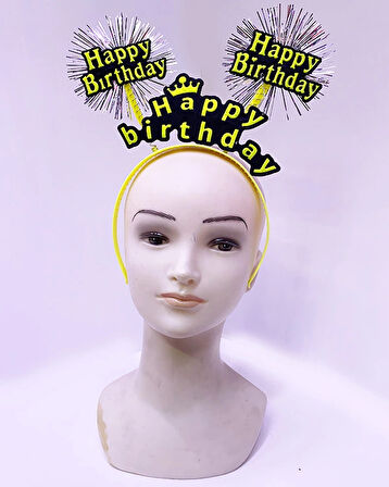 Leyloş Happy Birthday Neon Sarı Tacı