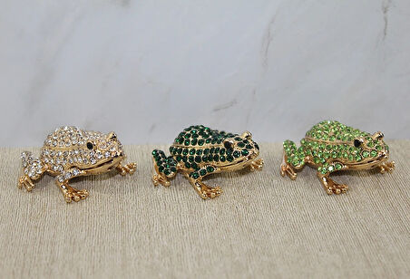 Leyloş Swarovski Taşlı Minik Figür - Kurbağa Model 2
