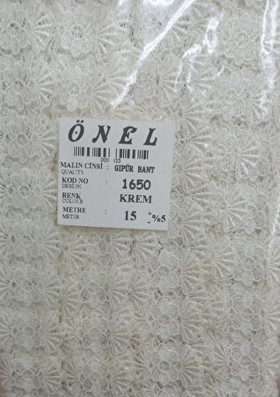 Dantel Polyester Güpür Bant Krem 15 Metre En 6 Cm On-1650-kr