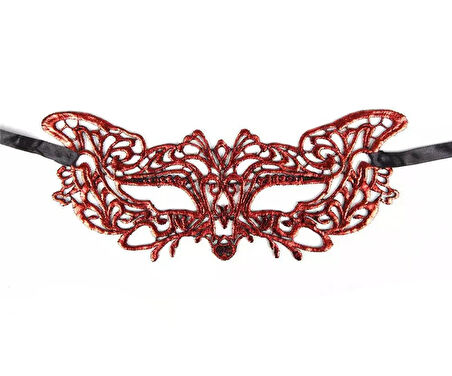 Leyloş Kırmızı Dantel Masquerade Maskesi 9 No