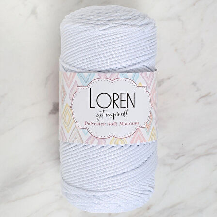 Loren Polyester Soft Macrame Optik Beyaz El Örgü İpi - Lm001 - 34426