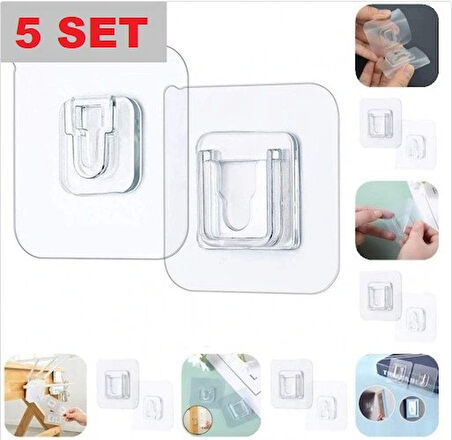Leyloş Geçmeli Klips Eşya Sabitleme Askısı 5 Set