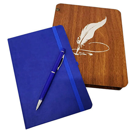 Leyloş Ahşap Kutulu Defter Ve Kalem Seti