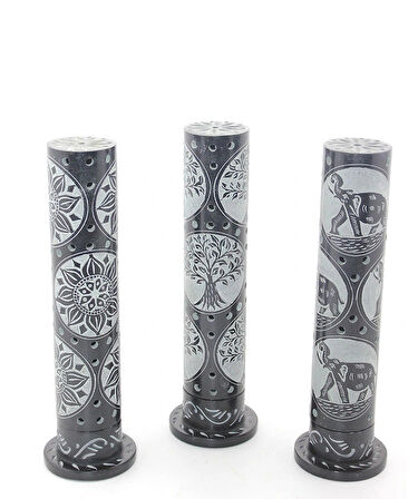 Leyloş Obsidian Taşı İşlemeli Kule Tütsülük Model 2
