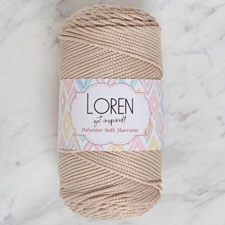 Loren Polyester Soft Macrame Taş Rengi El Örgü İpi - Lm005 - 34428