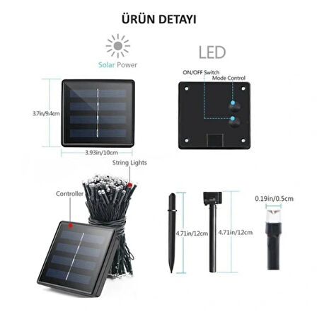 Leyloş Solar 100 Ledli 12 Metre Bahçe Aydınlatma