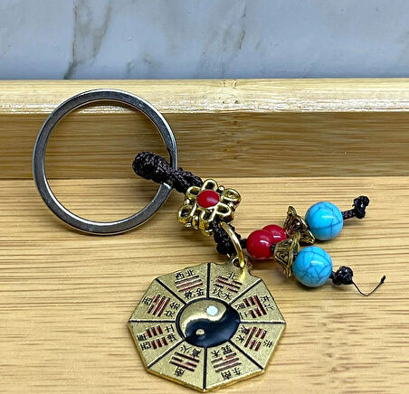 Leyloş Metal Renkli Yin Yang Anahtarlık