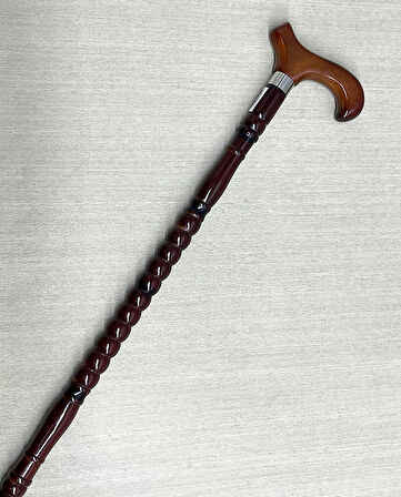 Leyloş Rahat Tutuşlu Kahverengi Ahşap Baston
