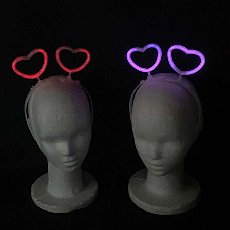 Leyloş Glow Stick Karanlıkta Yanan Fosforlu Kalp Taç 12 Adet