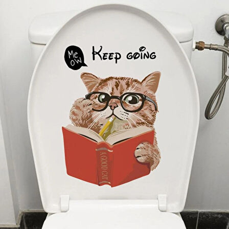 Leyloş Decohandy Klozet Etiketi Keep Going Kedi