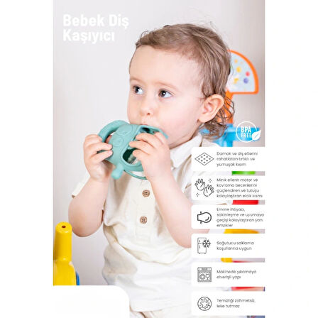 Leyloş Koyu Yeşil Bebek Silikon Diş Kaşıyıcı