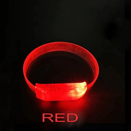 Leyloş 3 Modlu Pilli Led Işıklı Esnek Parti Bilekliği Kırmızı