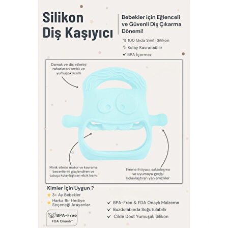 Leyloş Mavi Bebek Silikon Diş Kaşıyıcı