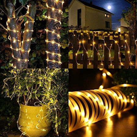 Leyloş 10 Metre Güneş Enerjili Hortum Led Işık