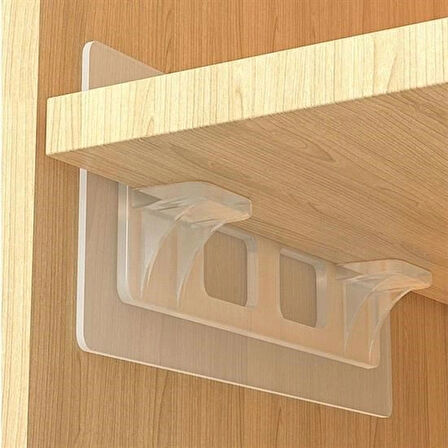 Buffer® Dolap İçi Raflar İçin 4'lü Plastik Güçlü Yapışkanlı Raf Destek Aparatı
