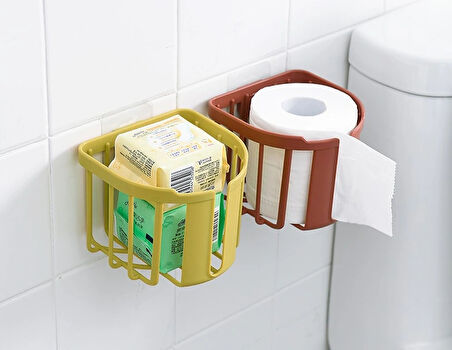 Leyloş Yapışkanlı Çok Fonksiyonlu Banyo Organizeri Beyaz