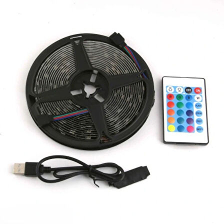 Leyloş Rgb Şerit 30 Led Kumandalı Usb Bağlantılı