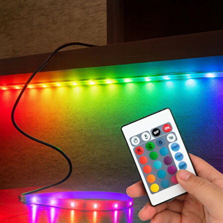 Leyloş Rgb Şerit 30 Led Kumandalı Usb Bağlantılı