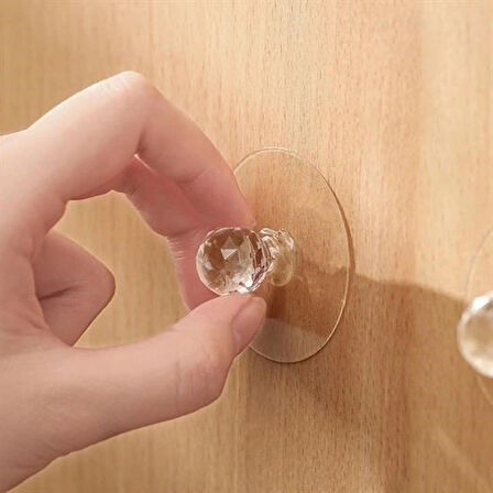 Buffer® 2 Adet Kristal Kendiliğinden Güçlü Yapışkanlı Kulp Askısı Tutma Kolu