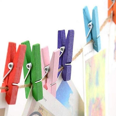 Leyloş Ahşap Renkli Mini Mandal 100 Adet