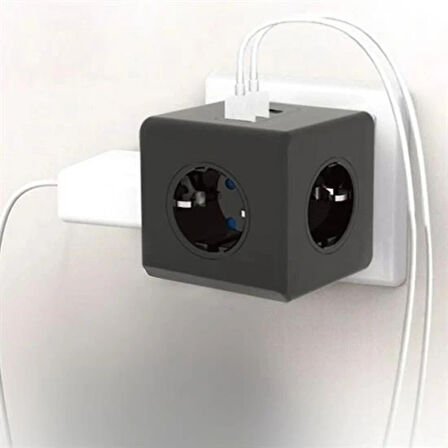 Buffer® Isıya Dayanıklı Termal Akım Korumalı Ve Çocuk Korumalı 3 Priz Girişli 3 Usb Girişli Küp Priz