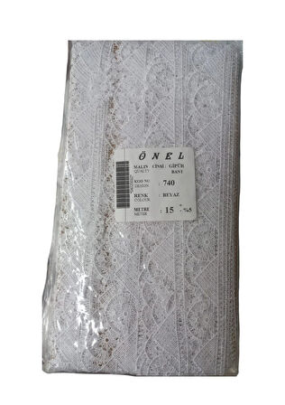 Dantel Polyester Güpür Bant Beyaz 15 Metre En 5 Cm On-740-b