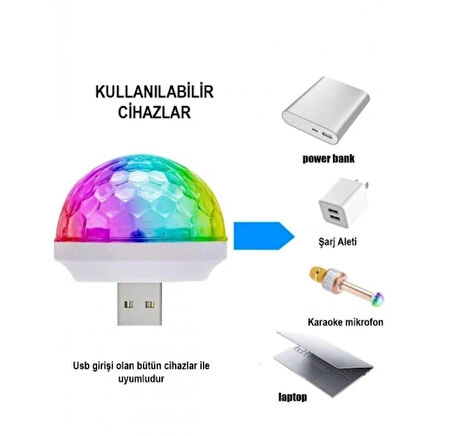 Leyloş Usb Girişli Sese Duyarlı Disko Topu