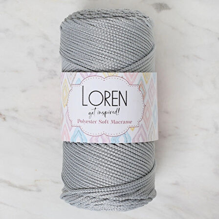 Loren Polyester Soft Macrame Açık Gri El Örgü İpi - Lm036 - 34441