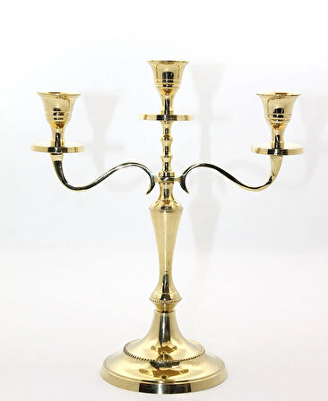 Leyloş Pirinç 3'lü Şamdan Model 1