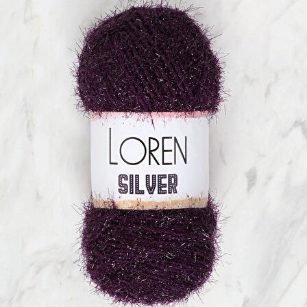 Loren Silver Patlıcan Moru El Örgü İpi - Rs0109 - 34082