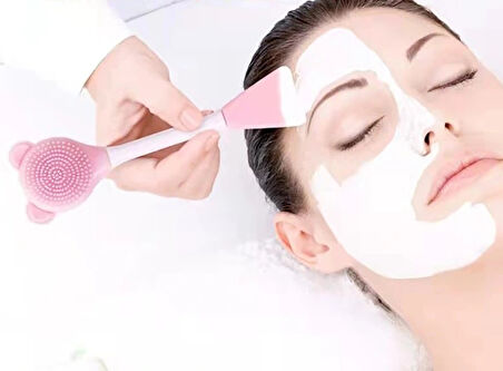 Leyloş Silikon Yüz Temizleme Fırçası Ve Maske Uygulama Spatulası