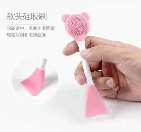 Leyloş Silikon Yüz Temizleme Fırçası Ve Maske Uygulama Spatulası