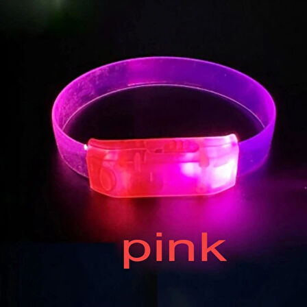 Leyloş 3 Modlu Pilli Led Işıklı Esnek Parti Bilekliği Pembe