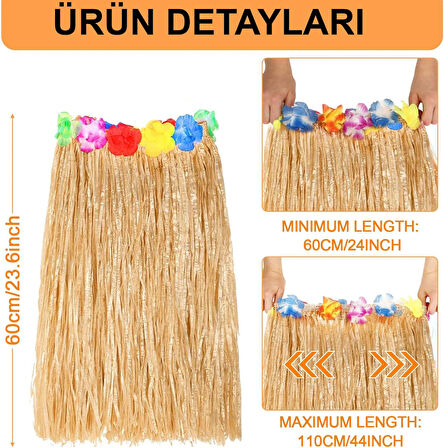 Leyloş Hawaii Tarzı Hula Eteği – 60 Cm Hasır Natural Etek