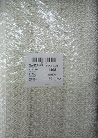 Dantel Polyester Güpür Bant Krem 30 Metre En 3 Cm On-1408-kr