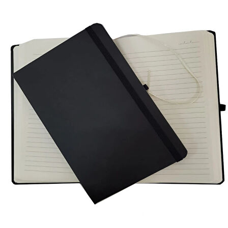 Leyloş Siyah Renk Termo Deri Çizgili Defter
