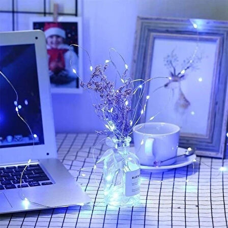 Buffer® Pilli 5 Metre Dekoratif Peri Led Beyaz Aydınlatma Süsleme Lambası