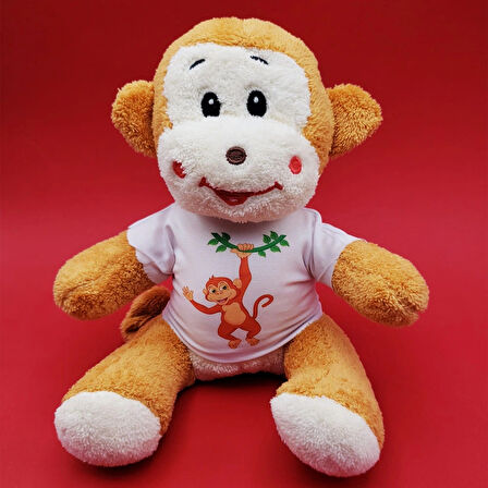 Leyloş Tişörtlü Sevimli Peluş Maymun
