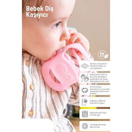 Leyloş Pembe Bebek Silikon Diş Kaşıyıcı