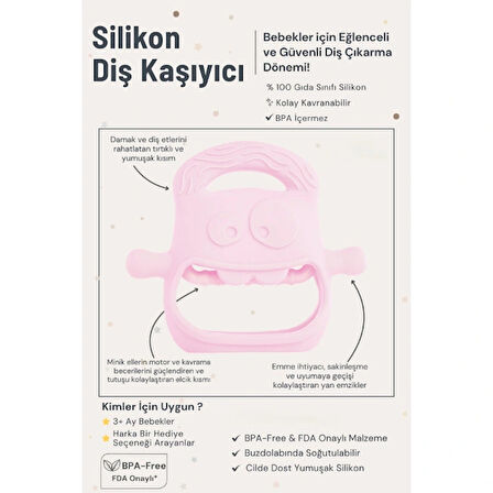 Leyloş Pembe Bebek Silikon Diş Kaşıyıcı
