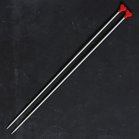 Addı Kalpli 4mm 40cm Klasik Alüminyum Örgü Şişi -