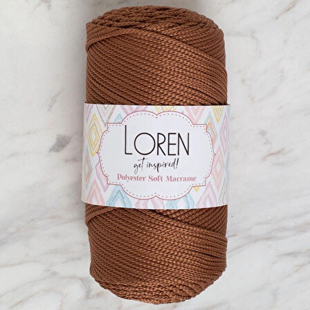 Loren Polyester Soft Macrame Kahverengi El Örgü İpi - Lm033 - 34439