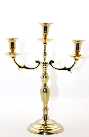 Leyloş Pirinç 3'lü Şamdan Model 2