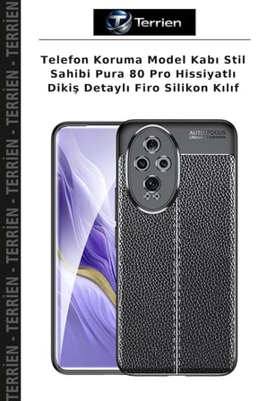 Telefon Koruma Model Kabı Stil Sahibi Pura 80 Pro Hissiyatlı Dikiş Detaylı Firo Silikon Kılıf