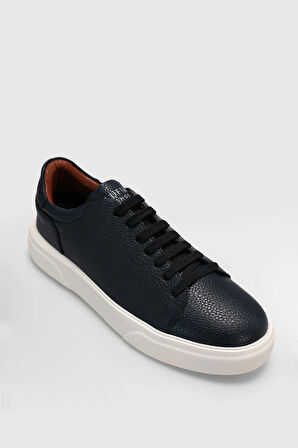 Lufian Tommy Lacivert Erkek Deri Sneaker