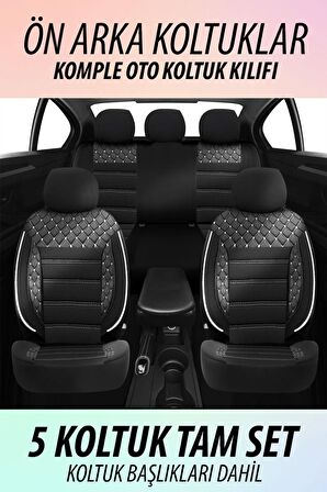 NiCe Shop Renault Megane 3 Uyumlu Koltuk Kılıfı Crystal Sarisi - Beyaz