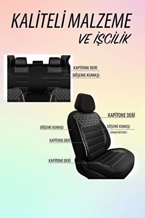 NiCe Shop Renault Megane 3 Uyumlu Koltuk Kılıfı Crystal Sarisi - Beyaz