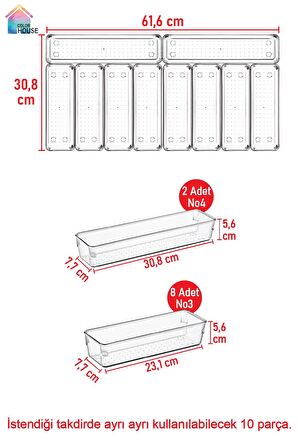 10'lu Set Modüler Kaşıklık Organizer Çekmece Içi Düzenleyici Tahta Kaşık Drawer Organizer