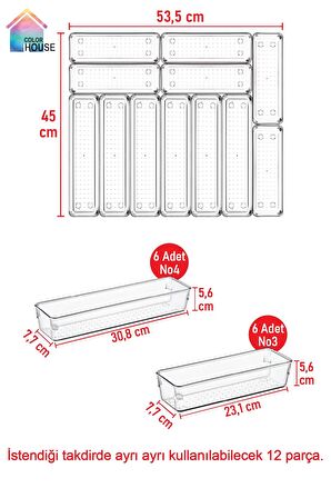 6 6 = 12'li Çekmeçe Içi Kaşıklık Organizer Mutfak Modüler Kaşık Çatal Bıçak Düzenleyici